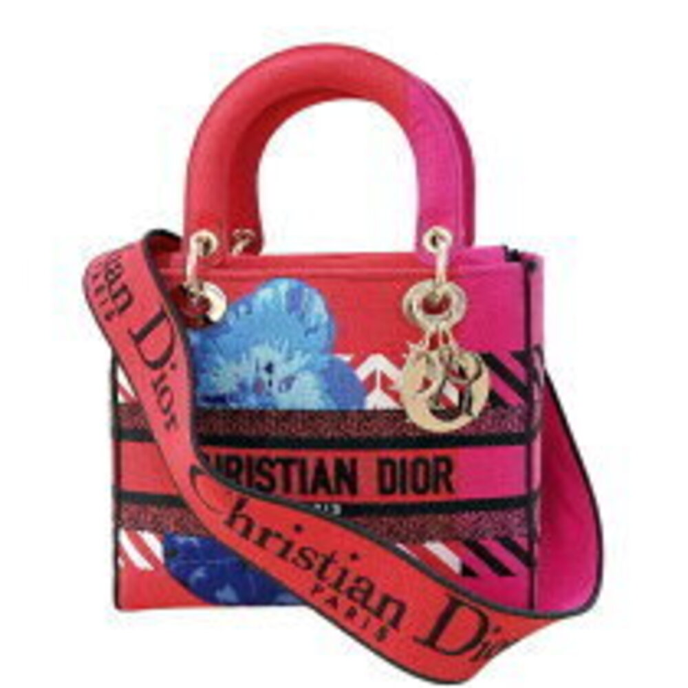 Christian Dior Lady Dior Delight Red Jacquard Handbag